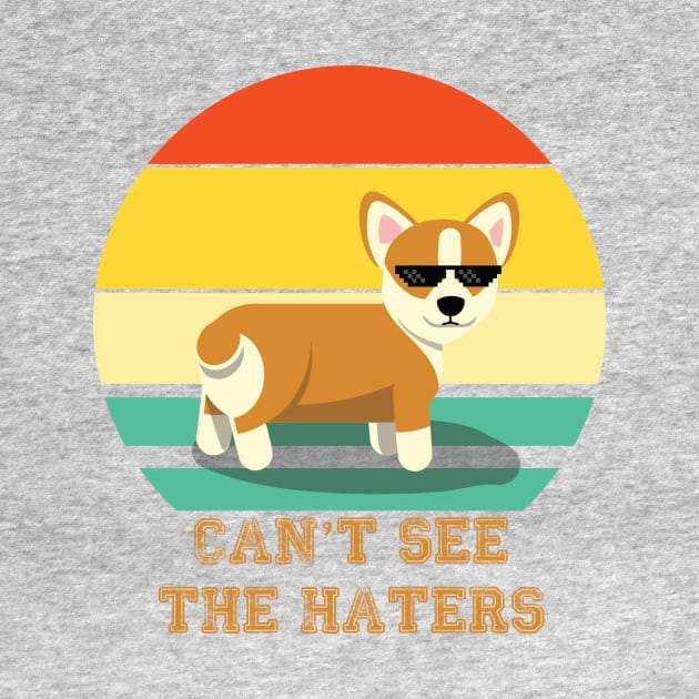 Cant see the Haters Corgi Doge Meme Pixel Glasses Dog Owner by XOZ